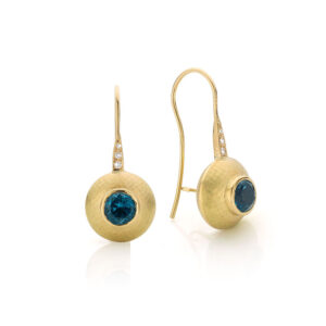 Oorhangers 18kt - topaas london blue-diamant